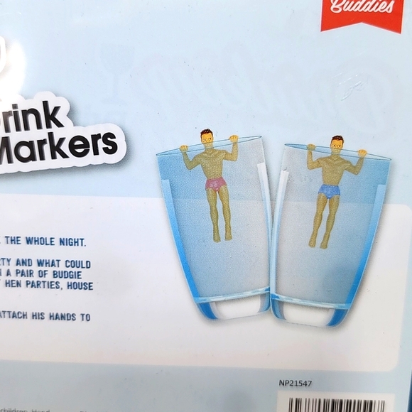 Drinking Buddies Drink Markers Set of 6 New in package. - Picture 5 of 7